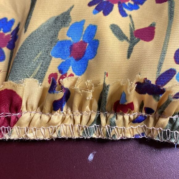 ZARA Mustard Yellow Floral Smocked Mini Dress Top - Picture 8 of 10